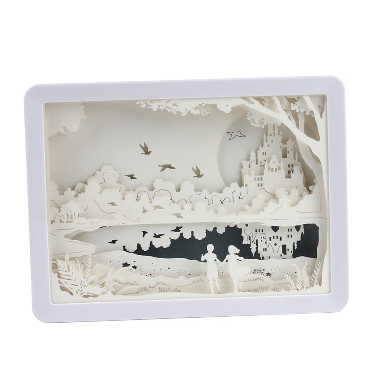 Angoily White 3D LED Night Light - Paper-Cutting Design Night Lamp with 3D Ornaments | Perfect for Bedroom, Nursery, Kids Room & Home Decor