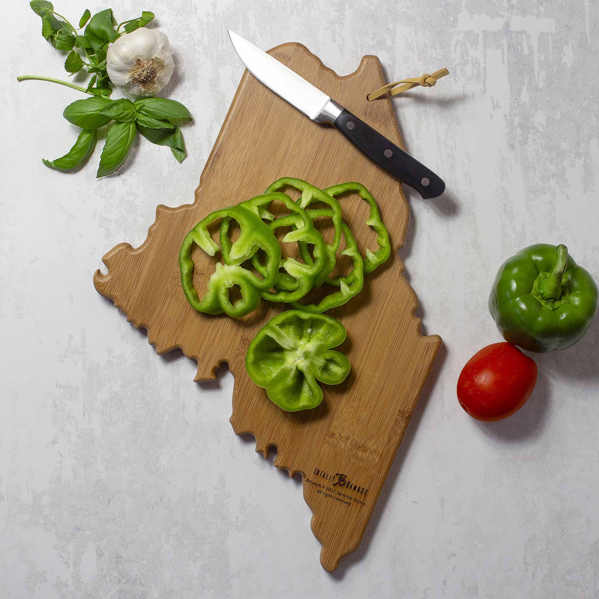 Handcrafted Maine Wood Cutting Board with Summer Stokes Artwork - Perfect for Kitchen Prep, Charcuterie Boards & Gift Giving