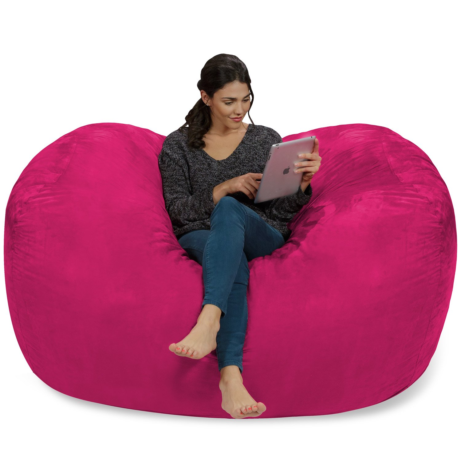 Chill Sack 6' Memory Foam Bean Bag Chair - Oversized Lounger with Soft Microfiber Cover (Pink) - Perfect for Living Rooms, Game Rooms & Dorm Relaxation