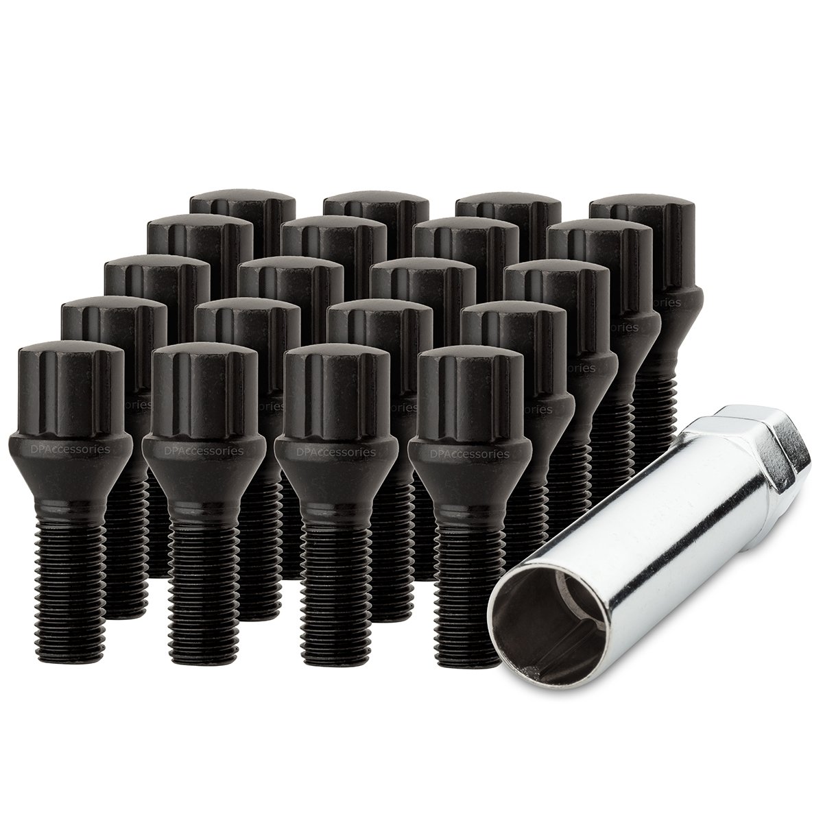Black 12x1.5 Spline Lug Bolts 27mm for Aftermarket Wheels - Perfect for Custom Car Upgrades