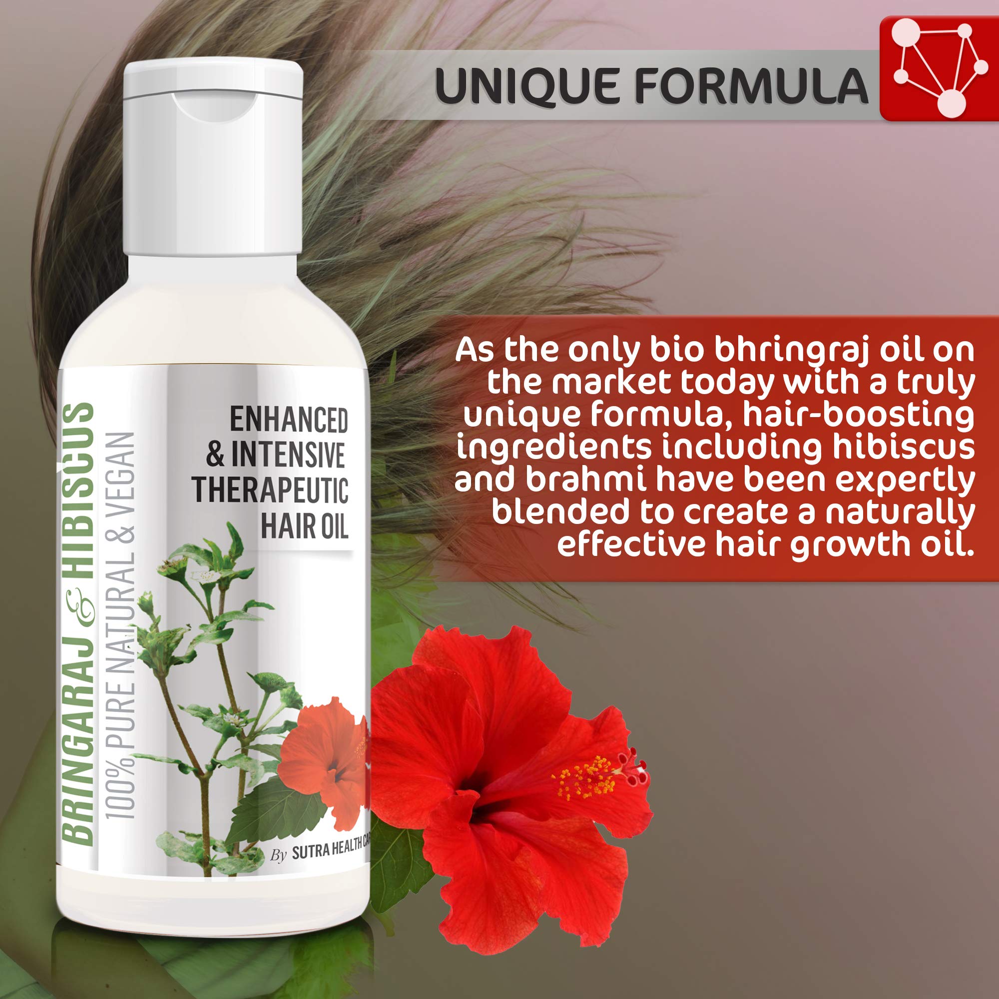 Vriddhi Intensive Bhringraj, Brahmi, Hibiscus Hair Oil - 100ml Ayurvedic Hair Growth Treatment for Thicker, Longer Hair & Dandruff Control | Natural Remedy for Hair Loss, Dry Scalp & Split Ends | Perfect for Daily Hair Care & Scalp Massage