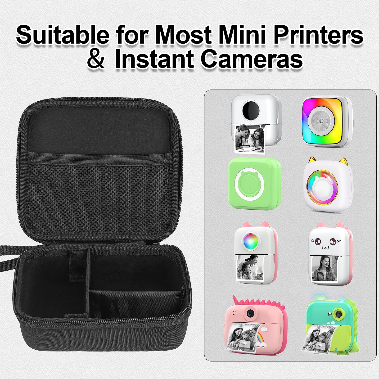 Phomemo M02/T02 & X5 Mini Sticker Printer Hard Protective Case - High Capacity Durable Storage Box for Thermal Inkless Photo Printers, Instant Cameras & Label Makers | Portable Carrying Case for Home, Office & Travel Use
