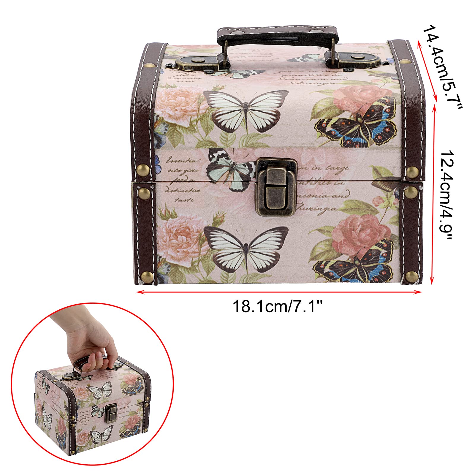 SUMNACON Wooden & PU Leather Jewelry Storage Box - Decorative Keepsake Chest with Handle, Organizer for Rings, Necklaces & Accessories - Perfect Gift for Women (Butterfly Pattern) - Home Decor & Travel Jewelry Case