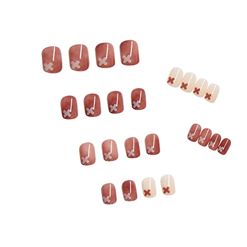 24Pcs Fake Nails Coffin Medium Length - Pink Press on Nails with Glue - 2ml Nail Tips for Manicure | Perfect for Parties, Weddings, Daily Wear & Special Occasions