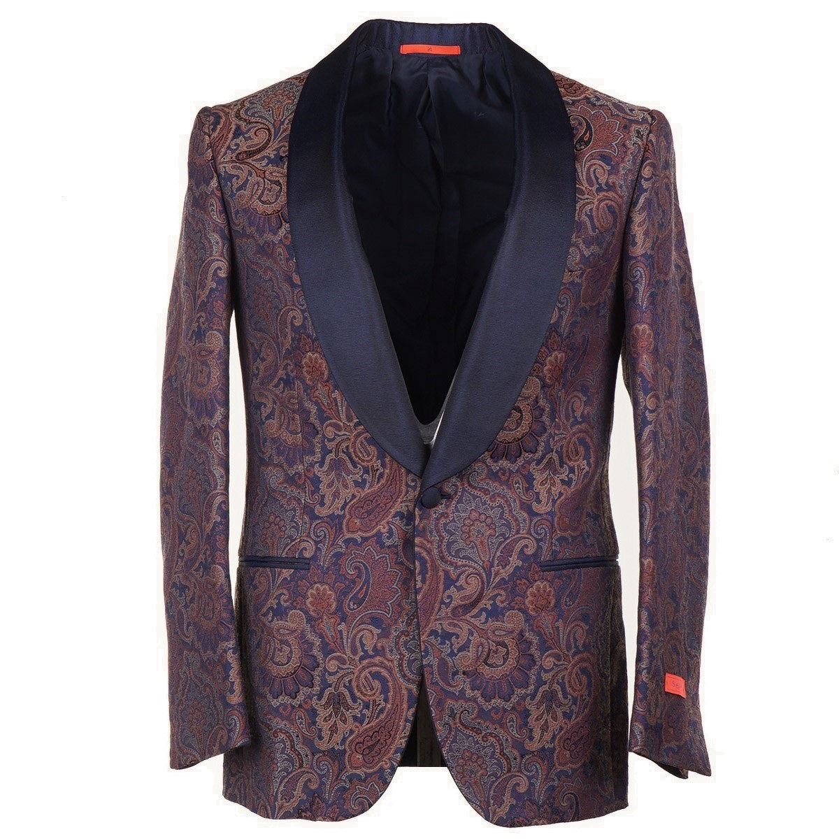 Isaia Slim Fit Paisley Brocade Dinner Jacket for Men - Elegant Formal Wear for Weddings, Galas & Special Occasions