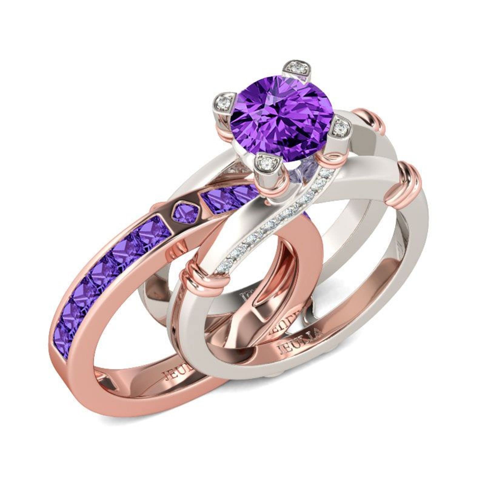 Jeulia Diamond Band Rings for Women - Sterling Silver CZ Interchangeable Ring Sets | Wedding, Engagement, Anniversary, Promise, Bridal Jewelry | Perfect for Gifts & Special Occasions