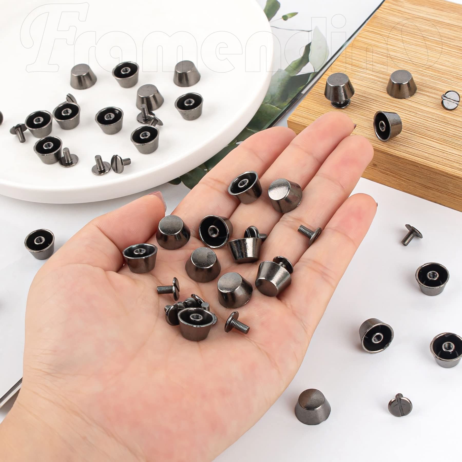 30 Pack Gun Black Rivets Studs for Handbags, Nail Head Studs with Screw Back, Purse Feet & Flat Buckle Spikes - Leathercraft DIY Supplies for Bags, Shoes, Jackets & Accessories (Perfect for Leather Repair, Fashion Upgrades & DIY Projects)