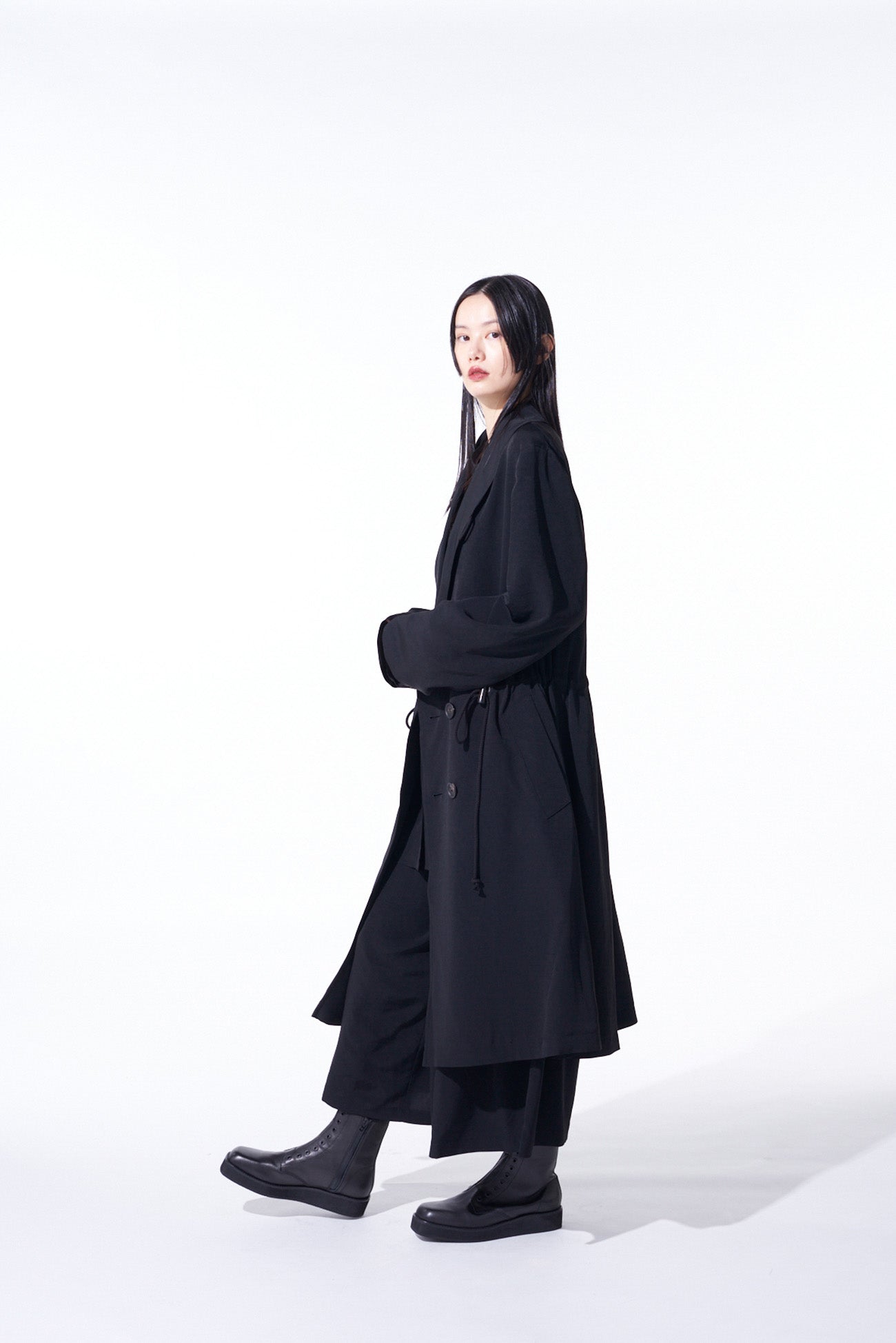 Elegant Crepe de Chine Shawl Collar Double Breasted Coat for Women - Perfect for Office Wear, Evening Events & Fall Outerwear