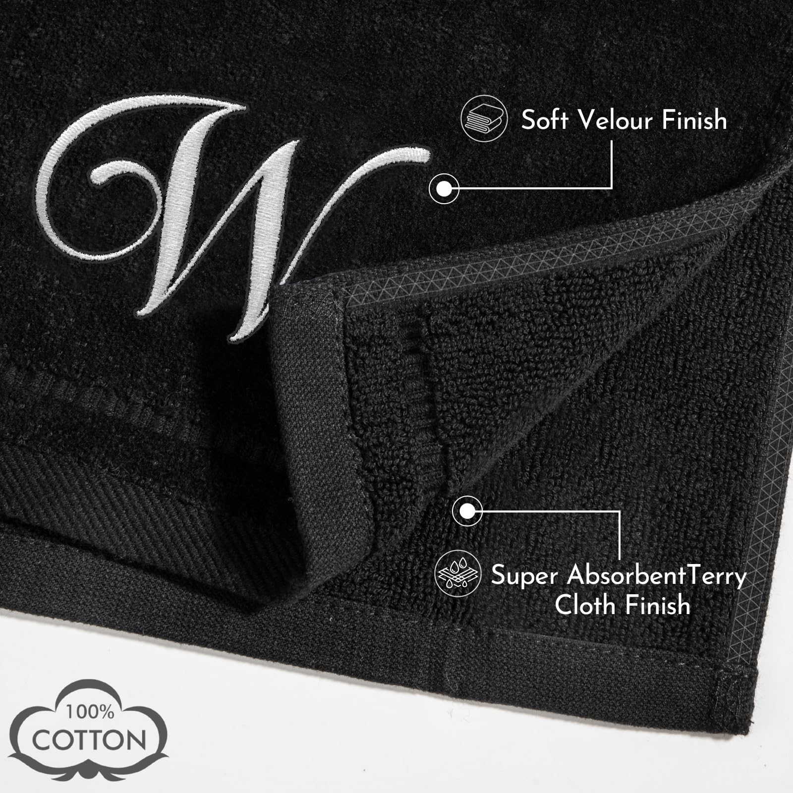 Personalized Monogrammed Hand Towels Set - 100% Cotton Embroidered Bathroom Towels (11
