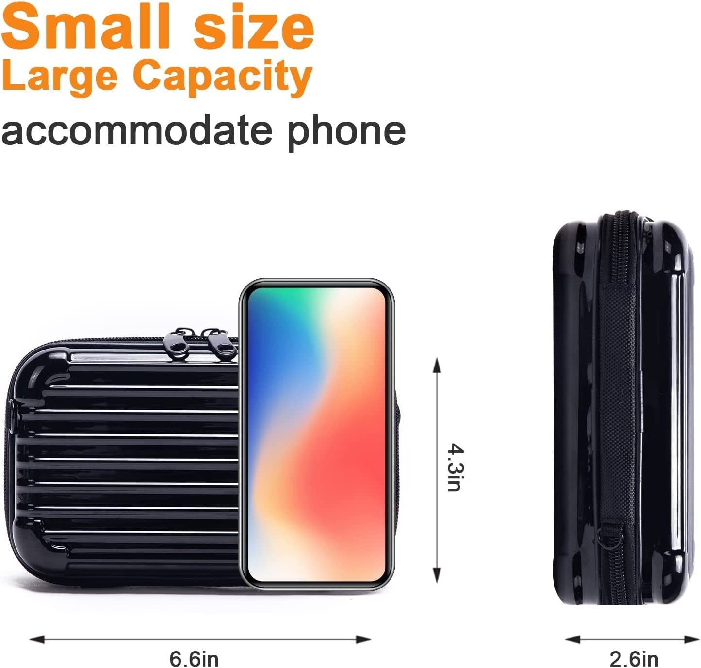 Hard Shell Cosmetic Case - Waterproof & Shockproof Toiletry Bag for Women, Mini Crossbody Purse with Wrist Strap, Silver Travel Makeup Organizer - Perfect for Parties, Travel & Daily Essentials Storage