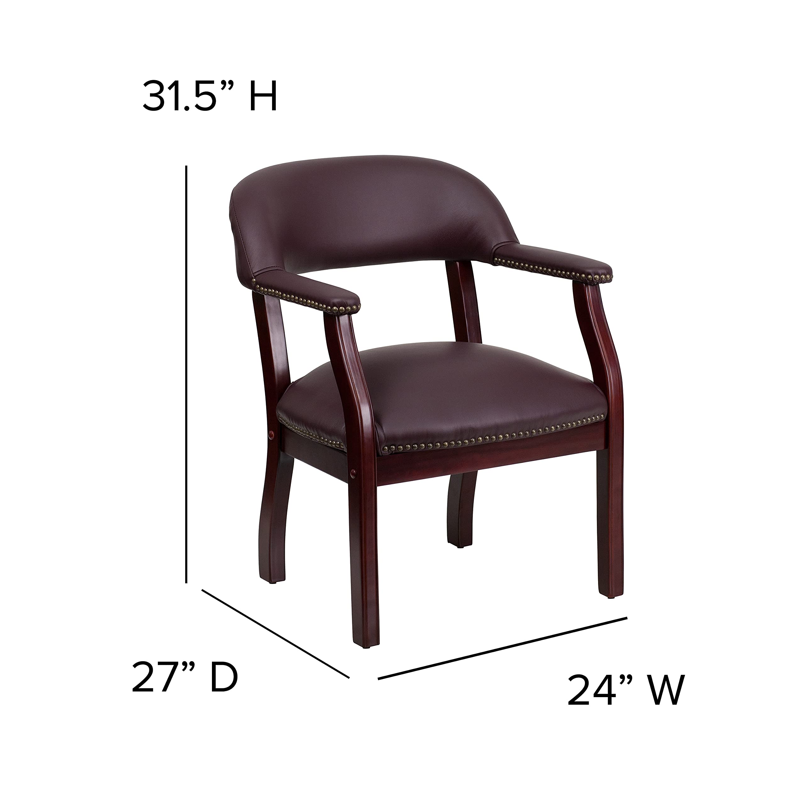 Flash Furniture Diamond Burgundy LeatherSoft Conference Chair with Accent Nail Trim - Ergonomic Office Chair for Executive Meetings & Home Office Workspace