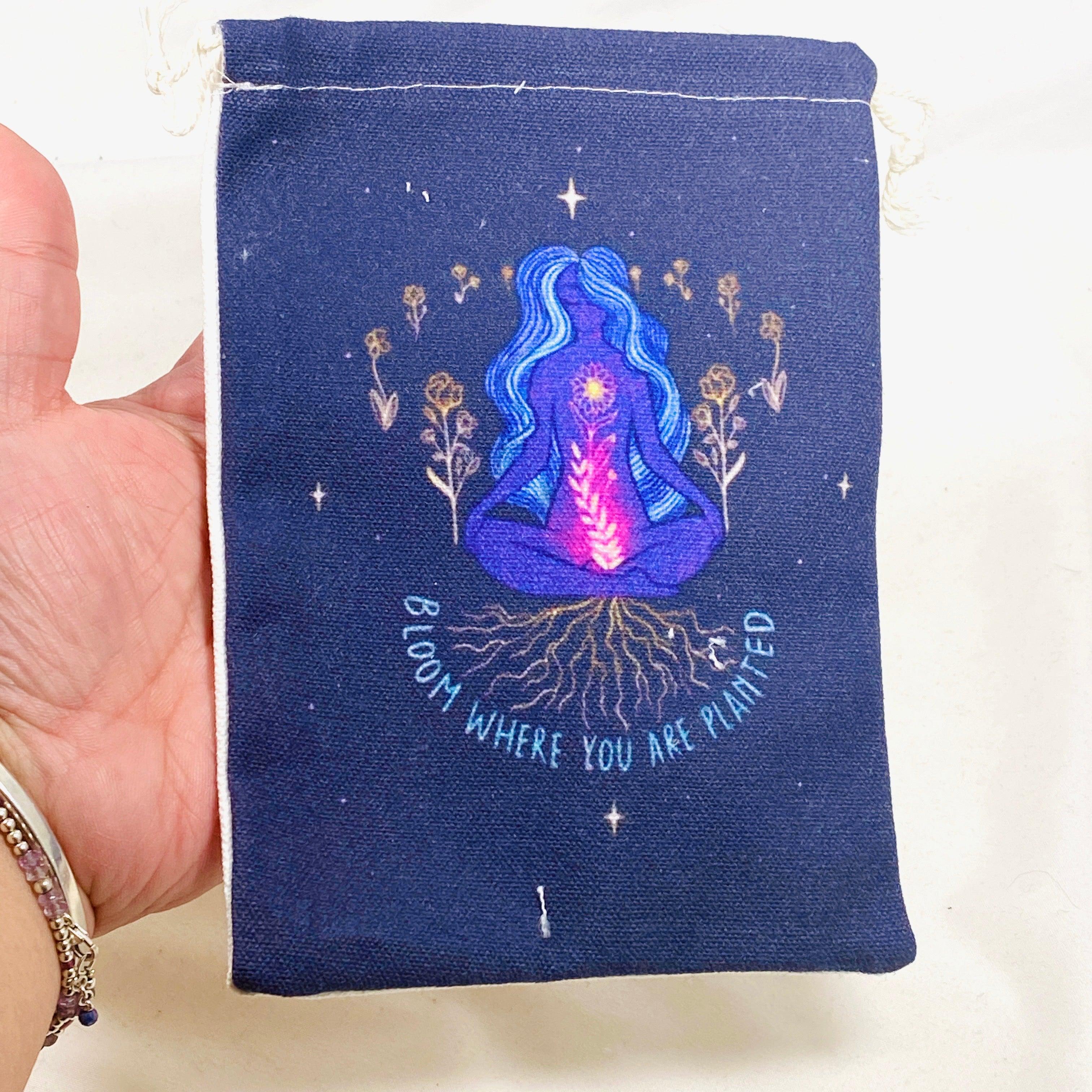 Premium Canvas Drawstring Pouch for Tarot Cards Storage - Women's Floral Print Bag for Tarot Decks, Crystals & Jewelry | Perfect for Psychic Readings, Witchcraft Supplies & Spiritual Practices