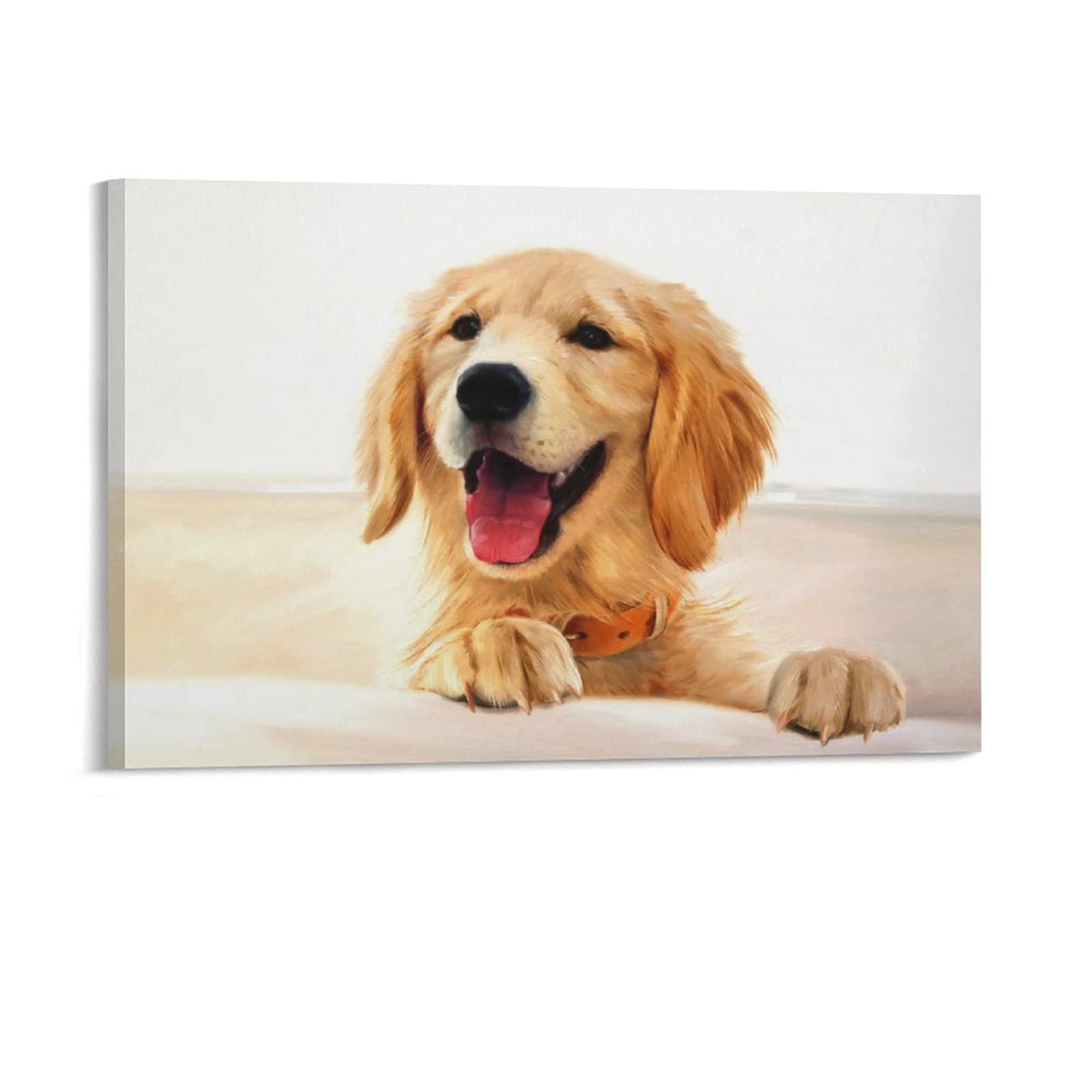 Cute Labrador Puppy Dog Canvas Wall Art Print - 24x36 Inch (60x90cm) Sports Landscape Painting for Living Room, Bedroom & Office Decor - Perfect Gift for Dog Lovers & Home Decoration