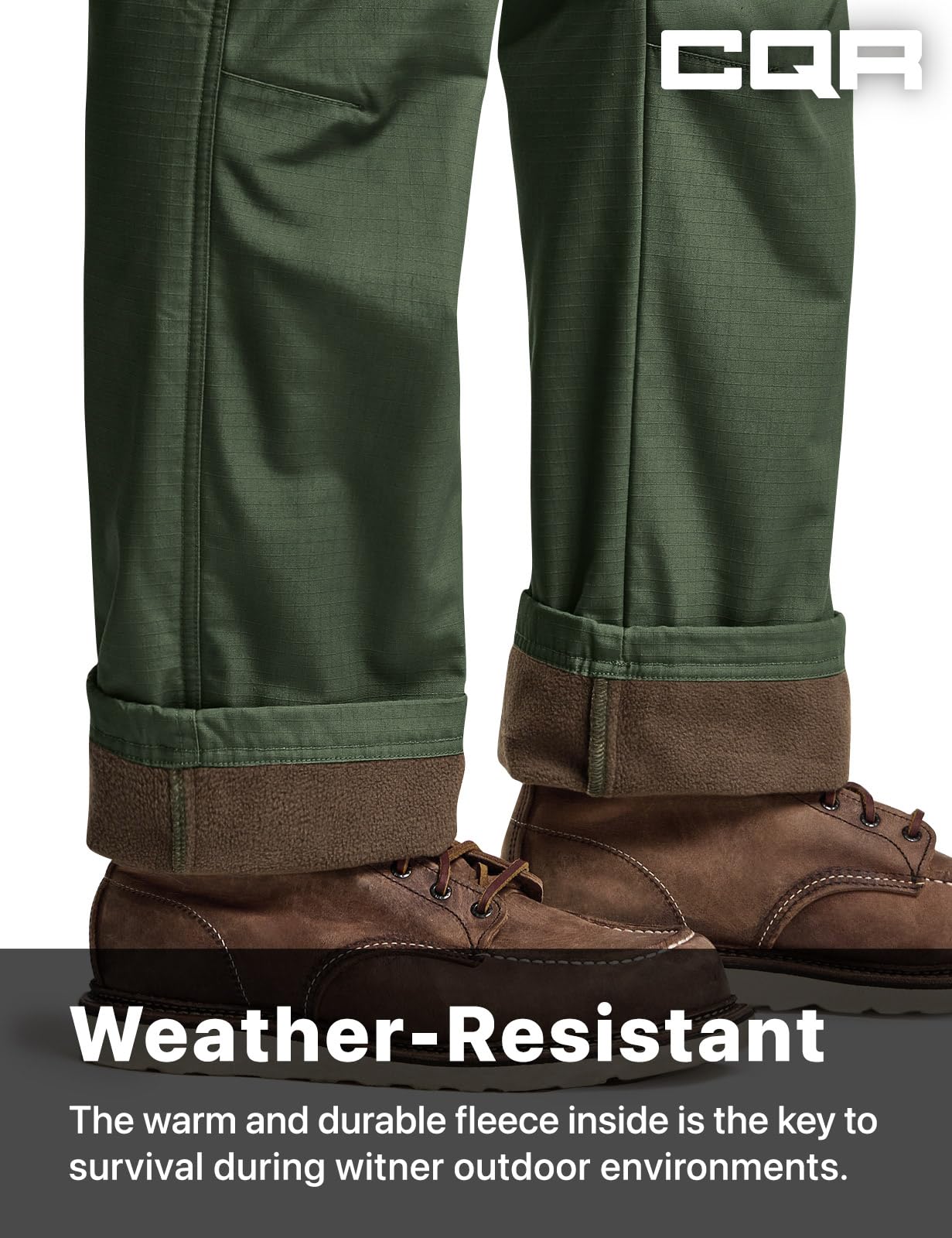 CQR Men's Winter Tactical Cargo Pants - Fleece Lined Thermal Snow Pants for Skiing, Hiking, Outdoor Work & Cold Weather Activities | Water-Resistant Military Style Utility Pants for Men