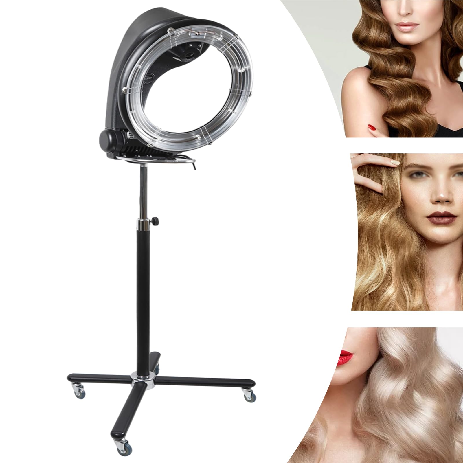 3 in 1 Freestanding Hair Dryer with Adjustable Height & Temperature - 360° Rotating Hooded Hair Dryer for Hair Care, Perms & Treatment (1000 Watts) | Perfect for Salon, Home Use & Professional Styling