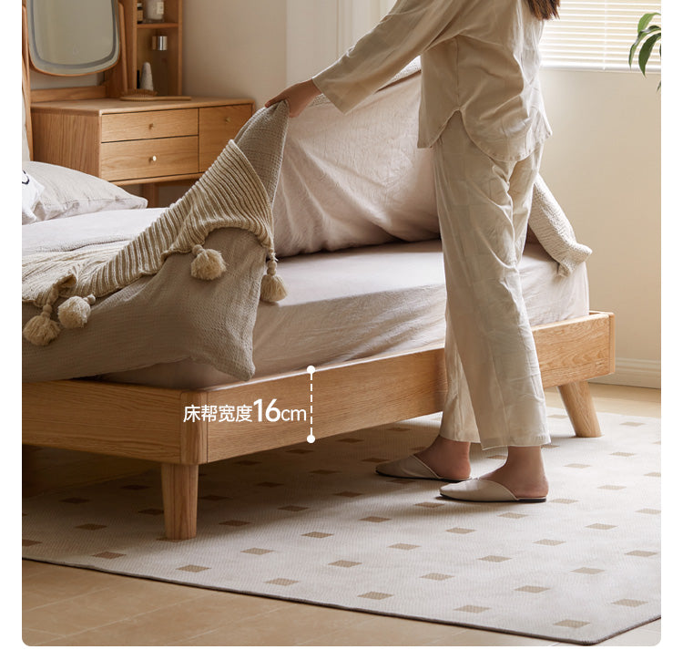 Premium Oak Solid Wood Frame with Top Grain Leather Upholstery & Technical Fabric Bed - Perfect for Modern Bedrooms, Guest Rooms & Luxury Home Decor