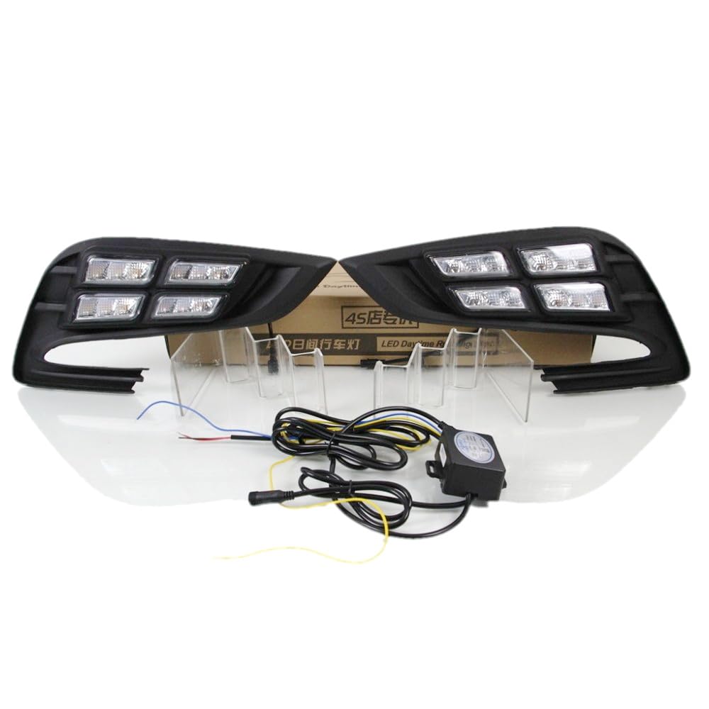 LED Daytime Running Lights Compatible for Buick Encore & Opel Mokka X (2016-2020) - 6000K White DRL Fog Lamps with Amber Turn Signals | Durable Front Bumper Lights for Enhanced Visibility & Safety in Day/Night Driving