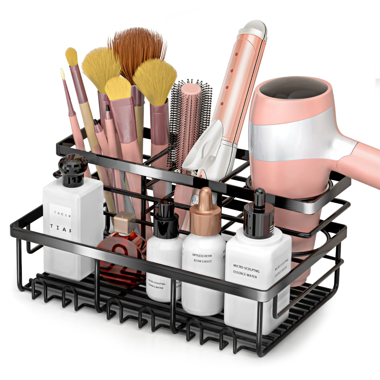 Hair Tool Organizer - 3-Way Mount Bathroom Countertop Organizer for Hair Dryer, Straightener & Accessories | Vanity Caddy for Makeup & Toiletries | Space-Saving Storage for Small Bathrooms & Dorm Rooms