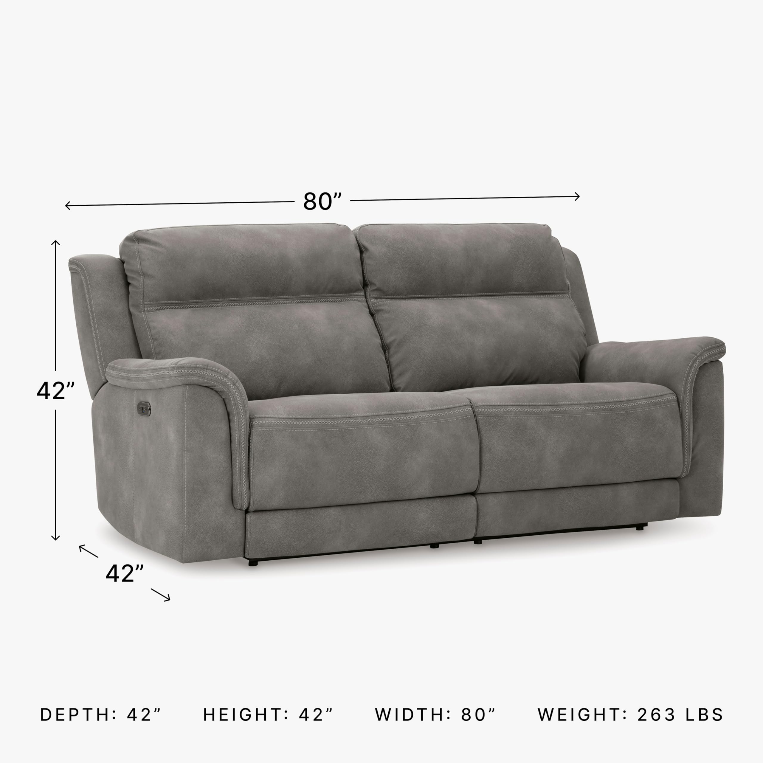 Ashley Next-Gen DuraPella Faux Leather Power Recliner Sofa with USB Charger - Zero Wall Reclining, Slate Gray - Perfect for Small Spaces & Home Theater Seating