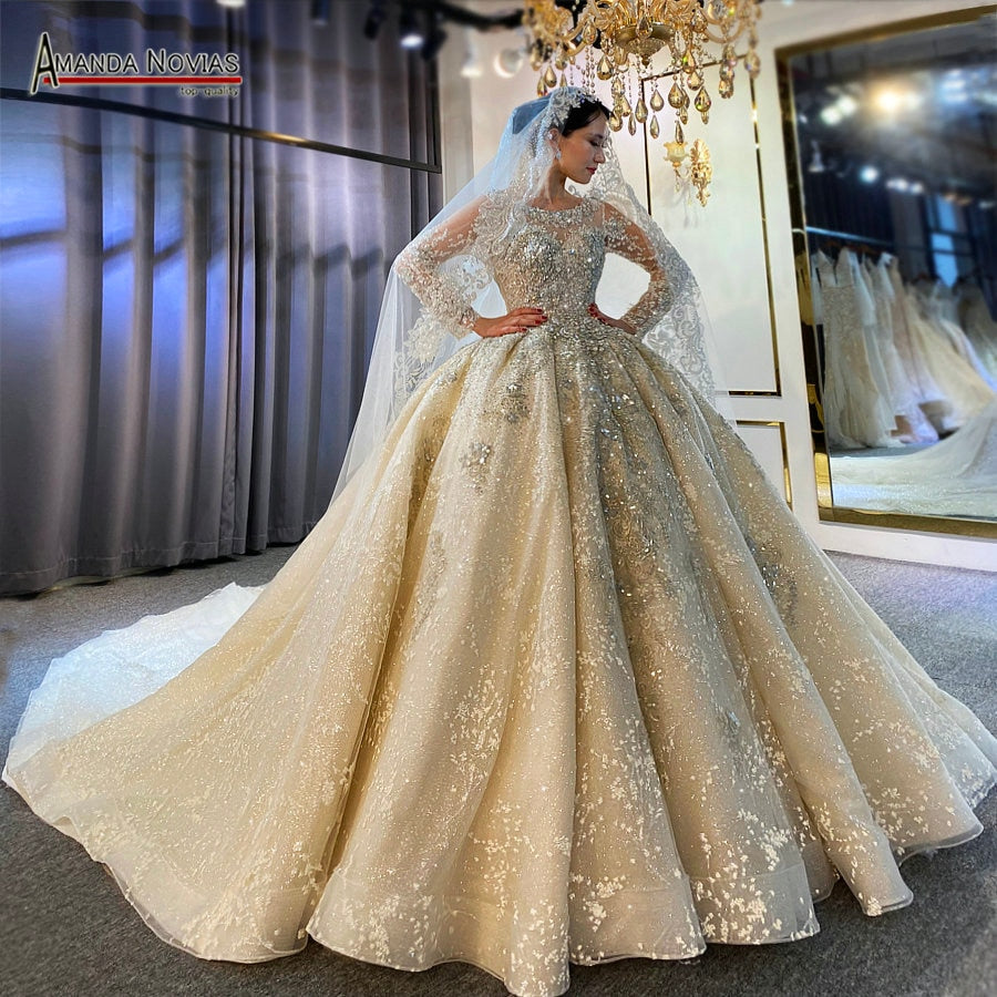 2021 Luxury Dubai Style Wedding Party Dress with Heavy Beading - Elegant Bride Gown for Wedding Ceremony & Reception (Perfect for Bridal Showers, Destination Weddings & Formal Events)