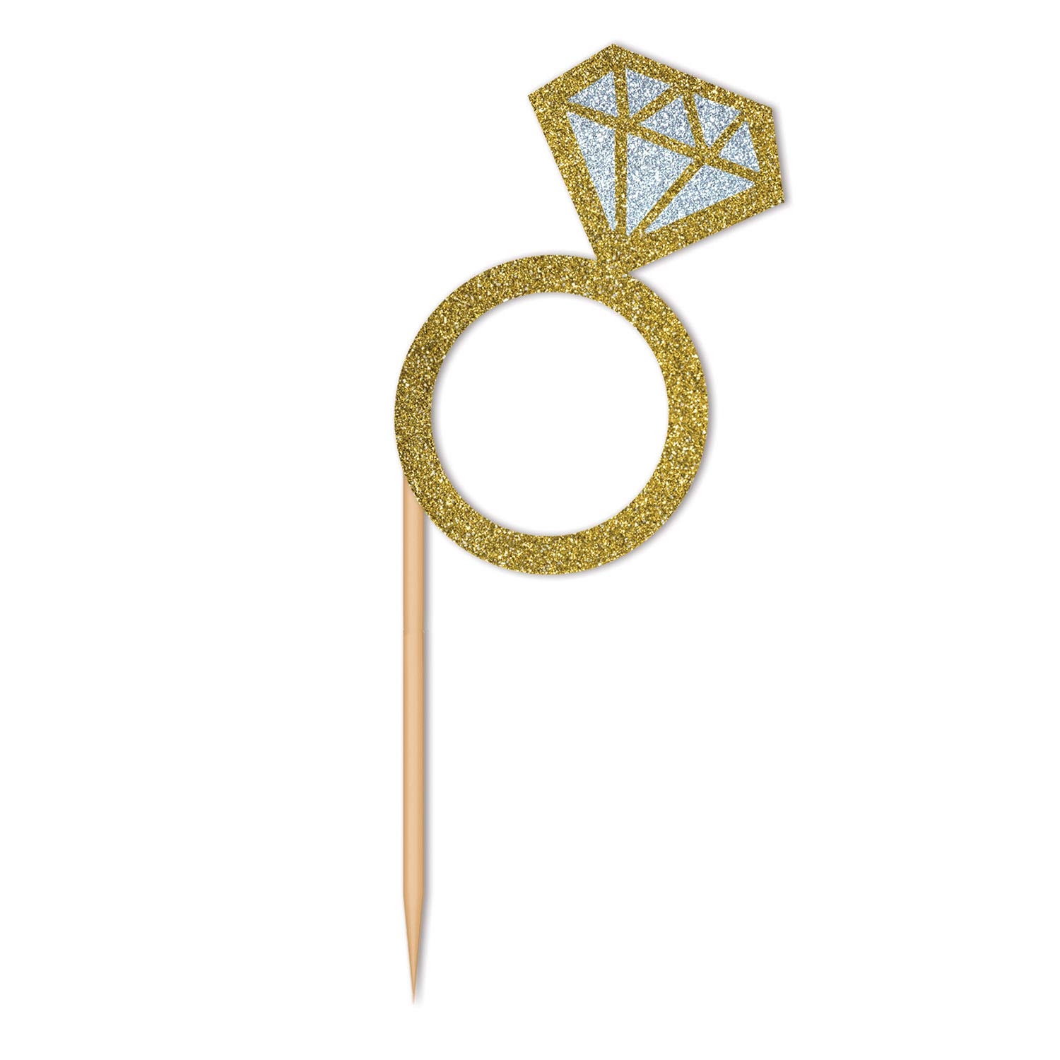 Beistle Diamond Ring Cupcake Toppers - 24 Pack Wedding Cake Decorations for Bridal Shower, Bachelorette Party & Anniversary Celebrations