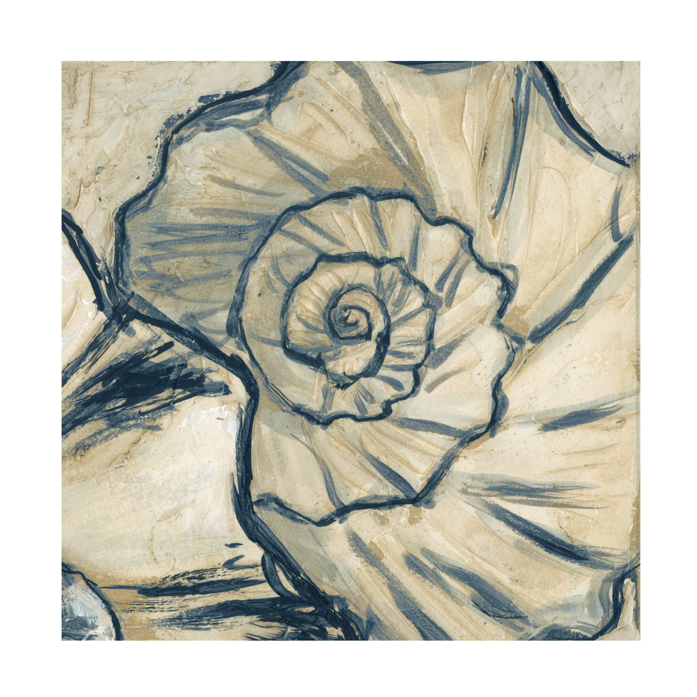 Megan Meagher Navy Seashell Spiral II Canvas Wall Art Print - Coastal Beach Decor for Living Room, Bedroom & Office | Trademark Fine Art Collection