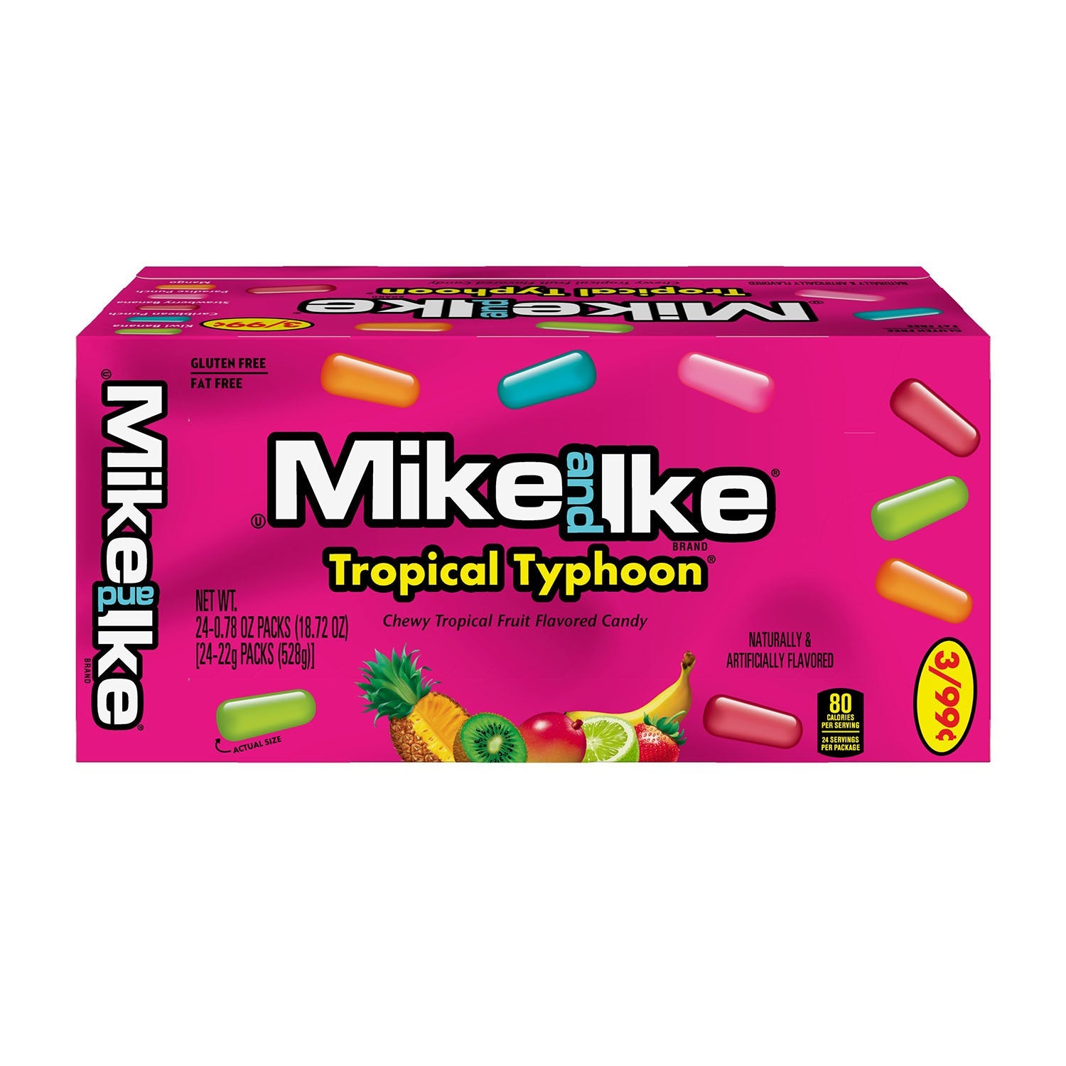 Just Born Mike & Ike Tropical Typhoon Fruit Flavored Candy - 24ct Box | Perfect for Parties, Movie Nights & Snacking