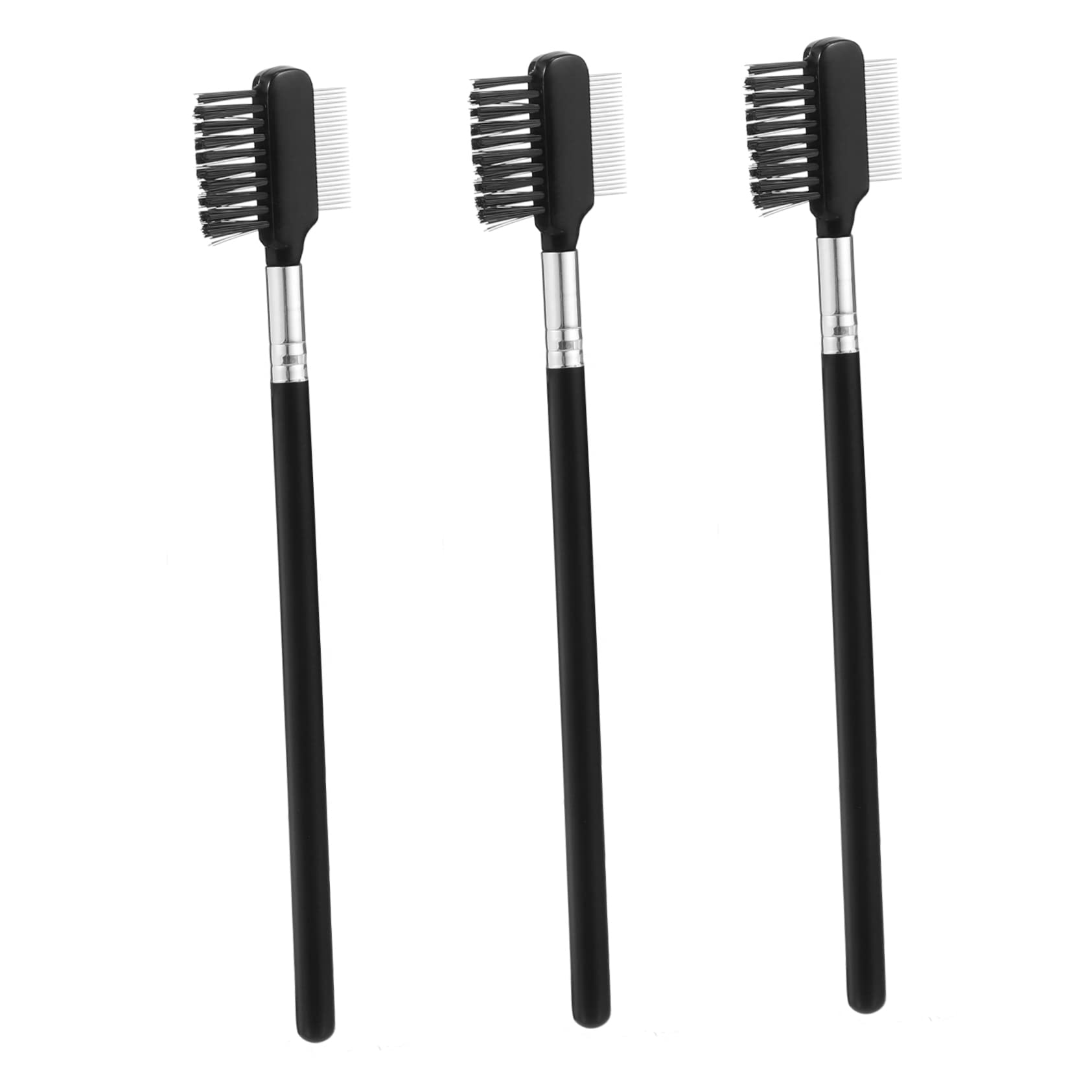 FOMIYES Double Head Eyebrow Comb & Lash Tool - 3pcs Professional Makeup Kit for Mascara, Lash Extensions & Eyebrow Shaping - Includes Eyebrow Brush, Curler & Dual Head Comb - Perfect for Salon, Home & Travel Makeup Application