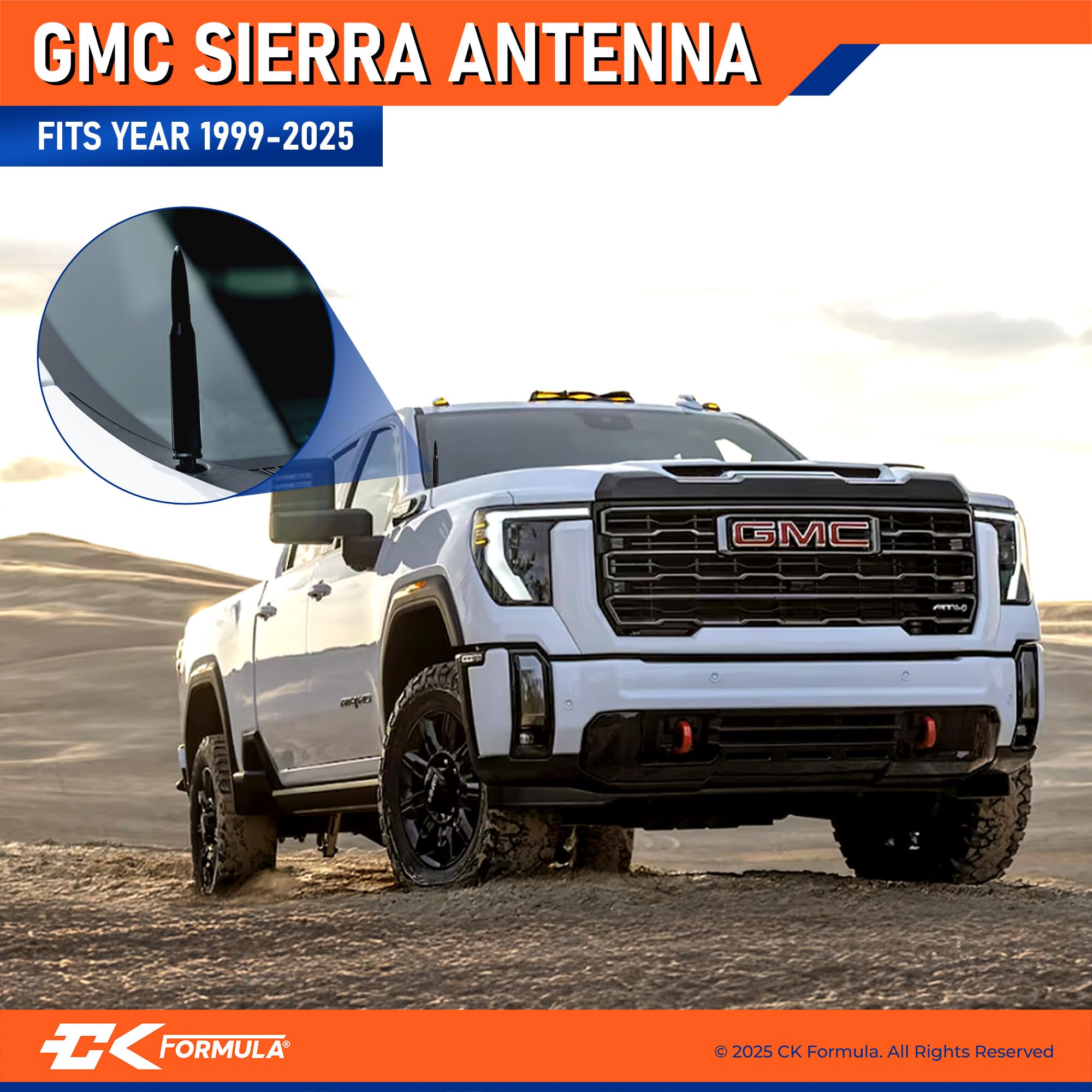 Black Short Antenna for Chevy Silverado & GMC Sierra (1999-2025) - Truck Accessories for Off-Road & City Driving