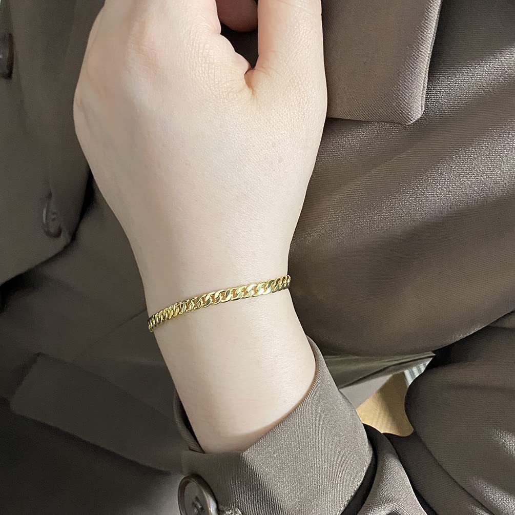 Women's Dainty Gold Chain Bracelet - Simple Layered Beaded Turquoise Bracelet with Charm Crystal Bar, Heart, Karma & Triangle Pearl Bracelets | Elegant Everyday Jewelry for Women, Perfect for Office, Date Night & Special Occasions