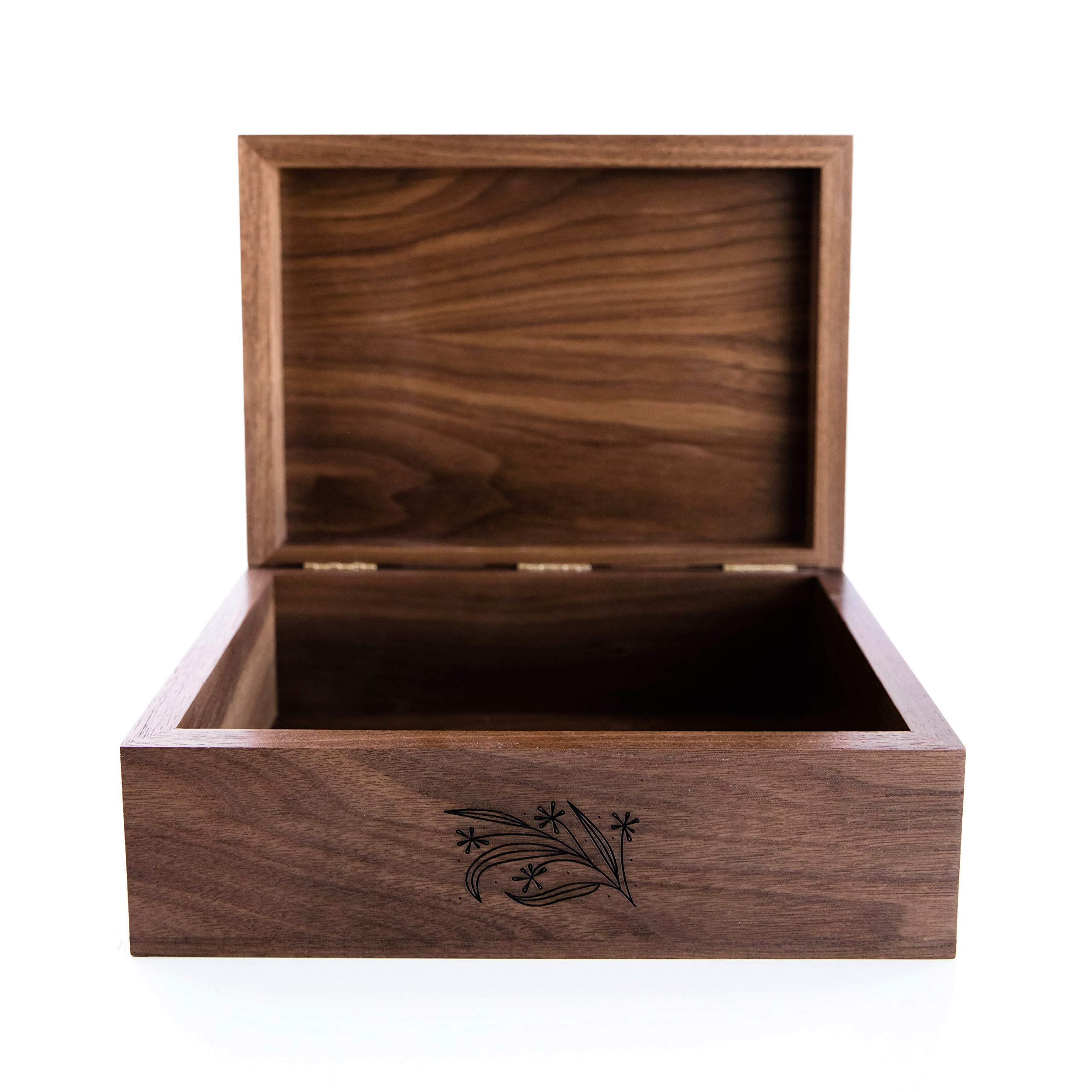 Personalized Floral Monogram Wooden Keepsake Box - Custom Engraved Gift for Wedding, Anniversary, Baby Shower & Memory Storage - Perfect for Jewelry, Photos & Special Mementos
