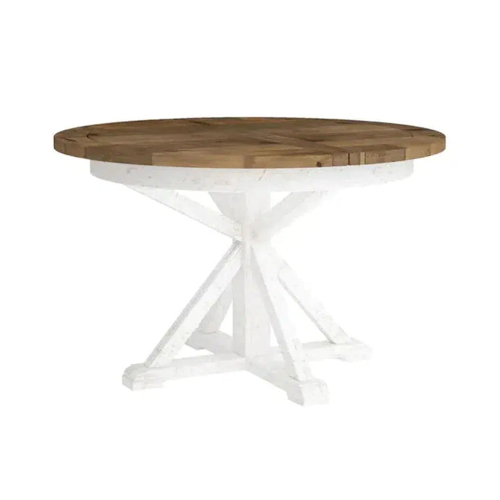 47/67 Inch Round Extending Two-Tone Wood Dining Table for Kitchen, Dining Room, and Small Spaces | Expandable Design for Hosting Guests