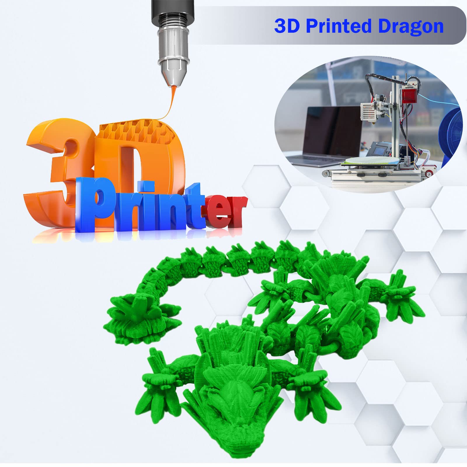 3D Printed Dragon Figurine with Movable Joints - Ancient Dragon Beast Collectible for Home Decor & Display