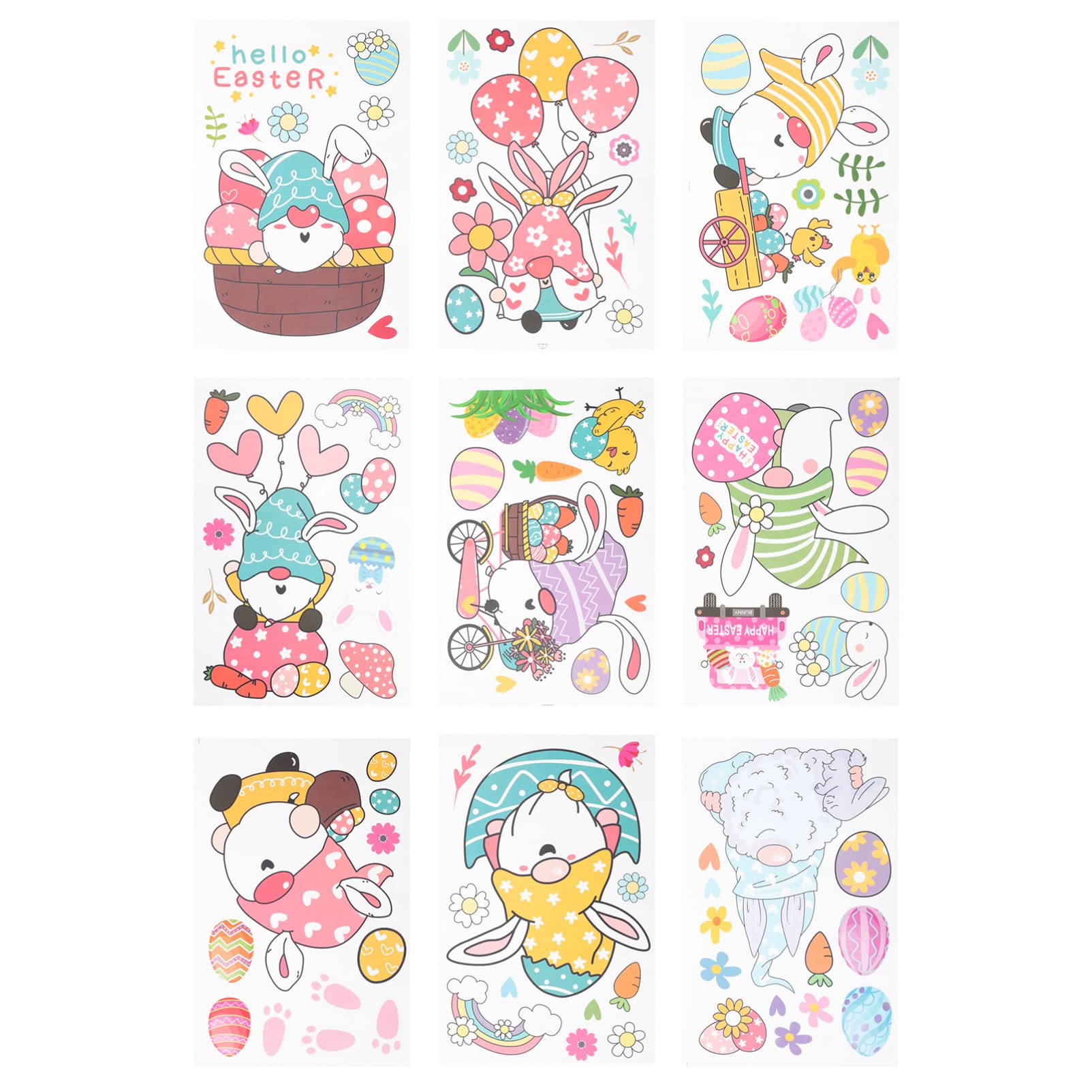 ABOOFAN 9-Piece Easter Window Clings Set - Bunny & Egg Stickers for Glass Doors, Home, Office & School Party Decorations - Perfect for Spring Festivities & Holiday Cheer