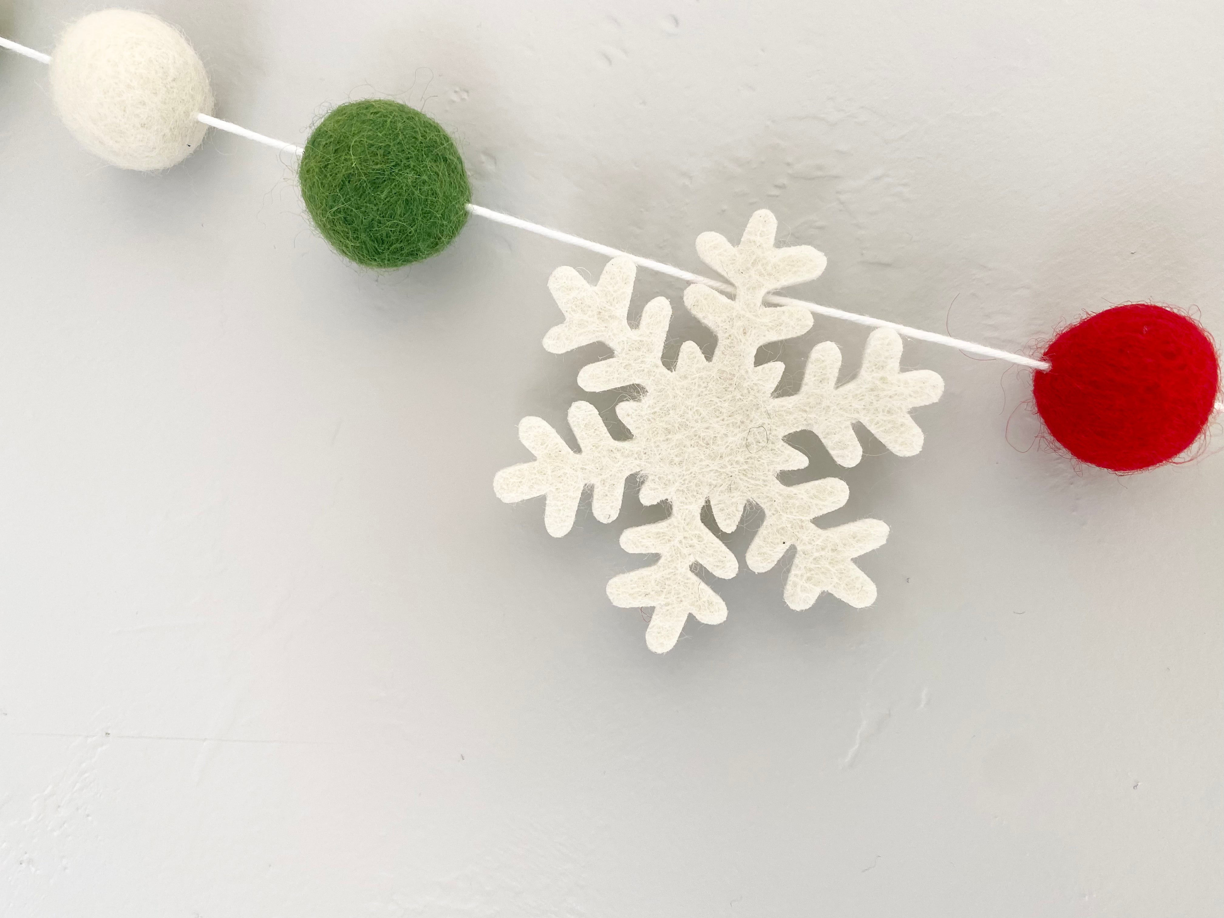 Festive Snowflake Garland Decor - Christmas Holiday Party & Winter Home Decoration for Mantel, Tree, Fireplace
