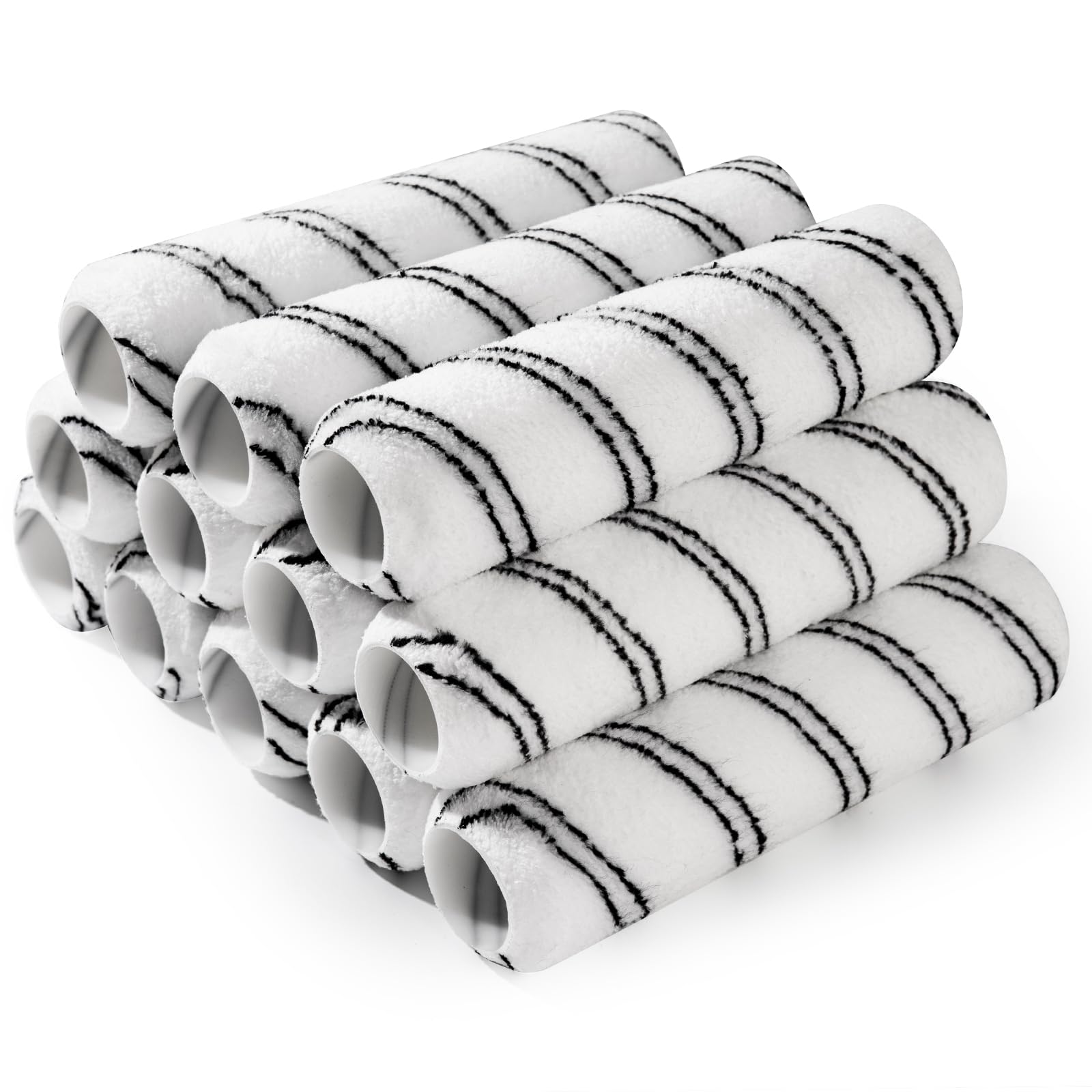 Premium 9 Inch Microfiber Paint Roller Covers (12 Pack) - 3/8