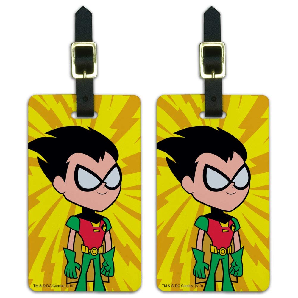 Teen Titans Go! Robin Luggage ID Tags - 2-Piece Set for Suitcases & Carry-On Bags | Perfect for Travel Identification & Kids' Backpacks