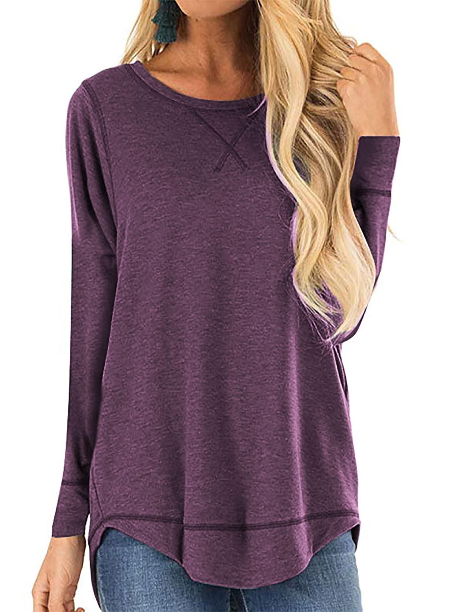 Women's Loose Fit Short Sleeve Cotton T-Shirt - Casual Crew Neck Pullover Tee with Side Split - Perfect for Everyday Wear, Weekend Outings & Summer Activities