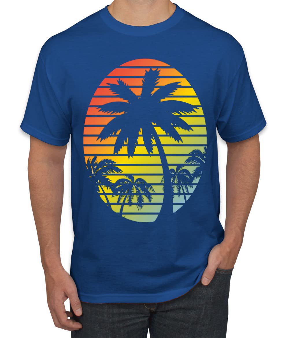 Trendy Men's Graphic T-Shirt with Tropical Palm Tree Sunset Silhouette Design | Cool Pop Culture Tee for Beach Vacation, Summer Outings & Casual Wear