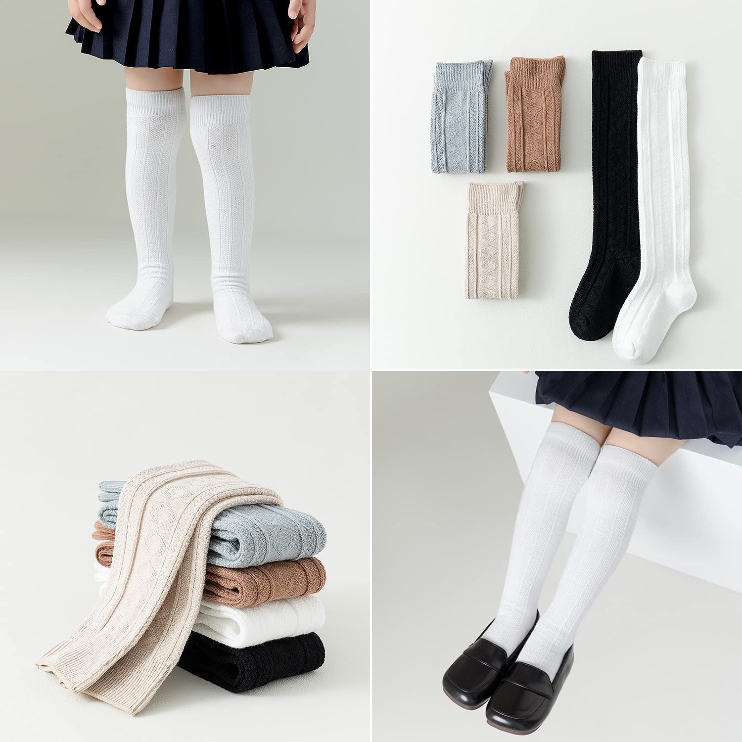 EPEIUS Baby Girls & Boys Knee High Socks - 3/5 Pack Uniform Tube Socks with Ruffles for Infants & Toddlers - Perfect for School, Dance, Dress Up & Special Occasions