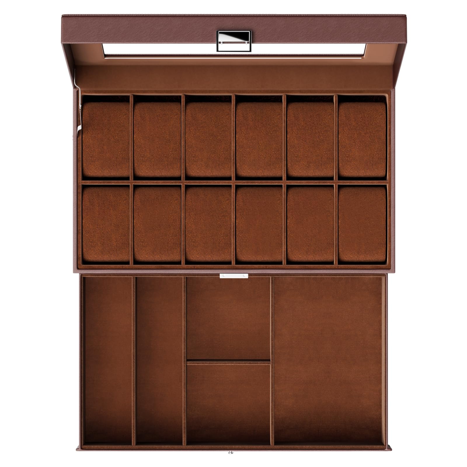 ProCase 12-Slot Watch Box for Men & Women - 2-Layer Watch Organizer with Glass Lid & Drawer - Jewelry & Watch Storage Case (Espresso) - Perfect for Watch Collectors & Gift Giving