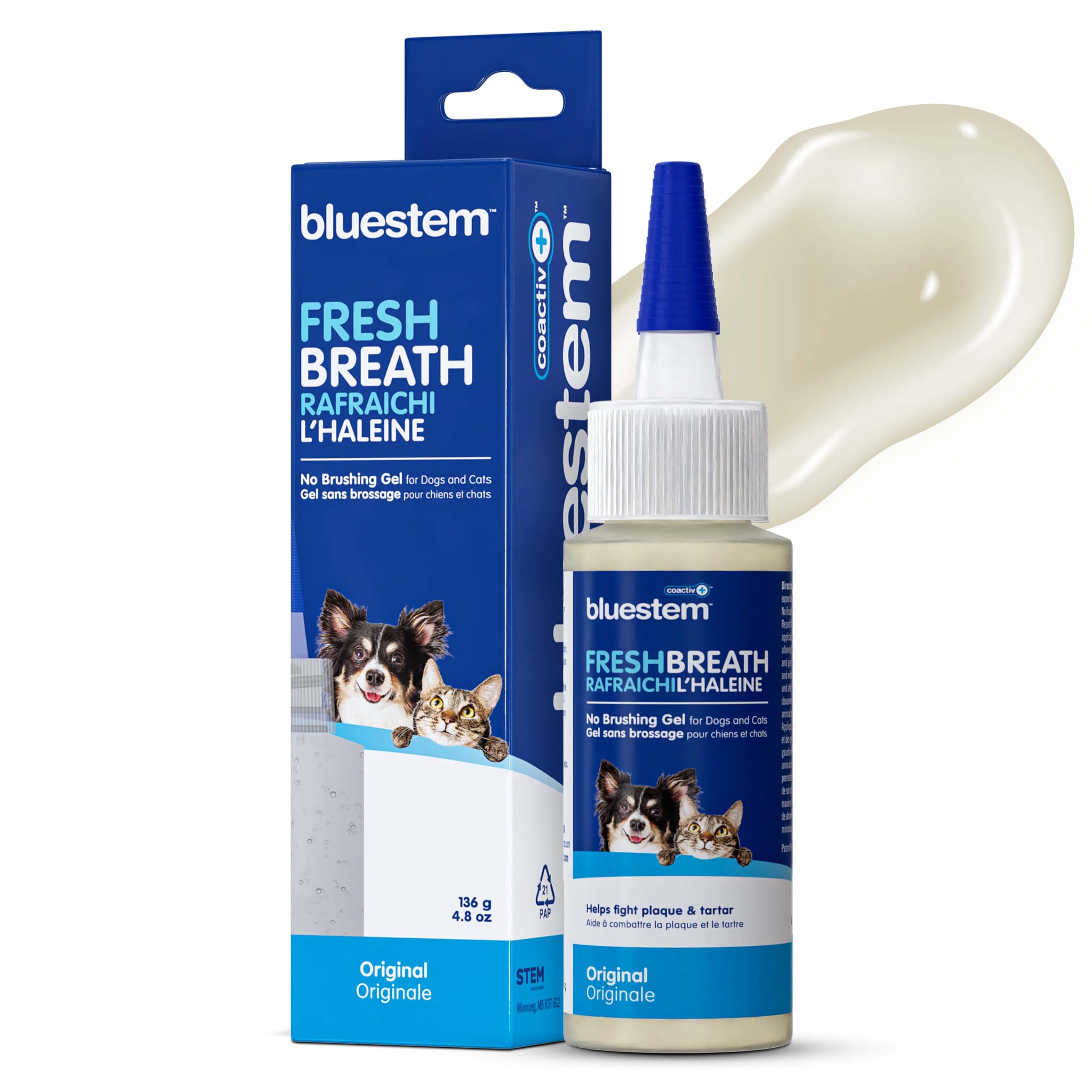 BluestemTM No Brush Dog Dental Gel - Fresh Breath & Plaque Control for Dogs | Brushless Toothpaste for Easy Oral Care | Perfect for Daily Use & Vet Visits