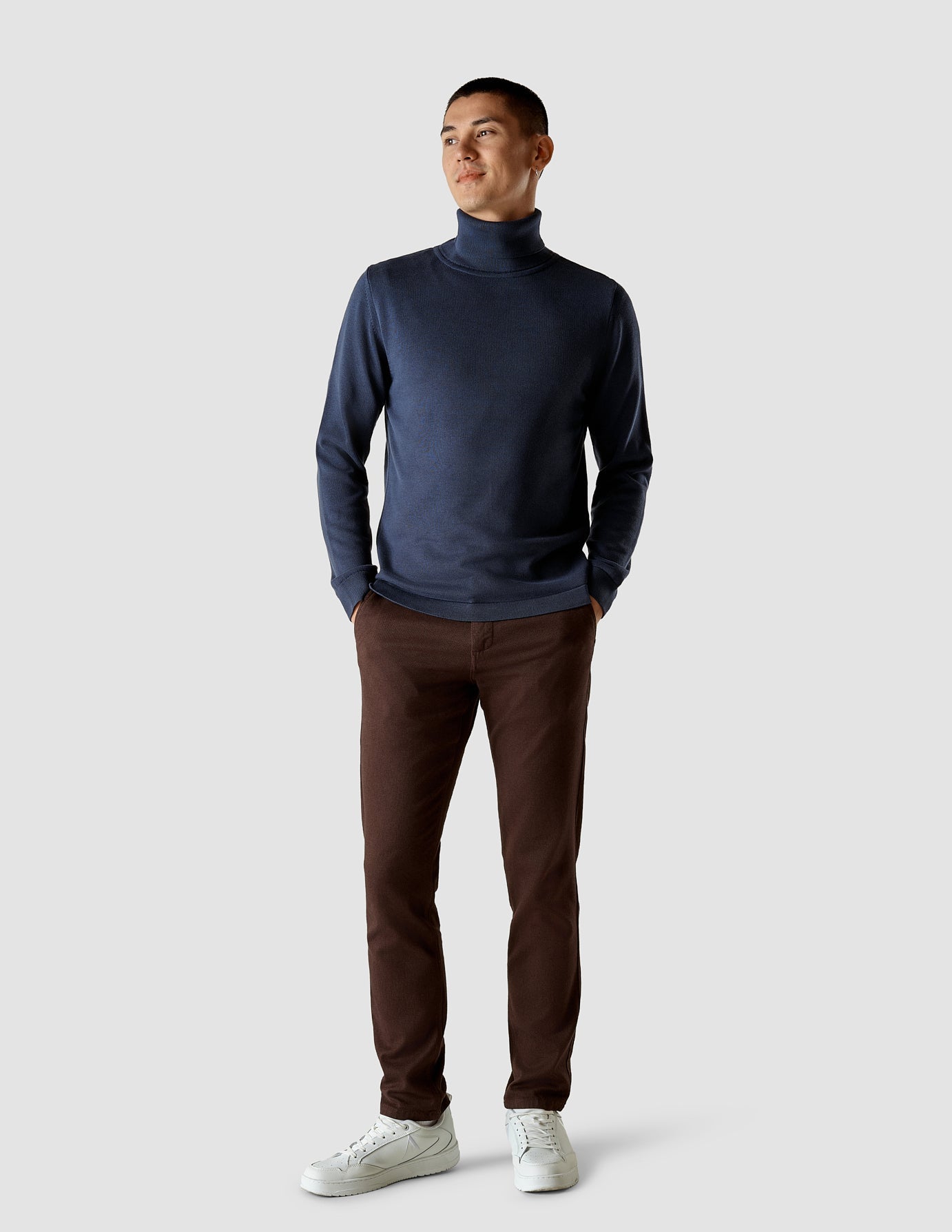 Premium Fine Knit Turtleneck Sweater for Women - Soft Navy Blue Pullover - Perfect for Office, Date Night & Winter Layering