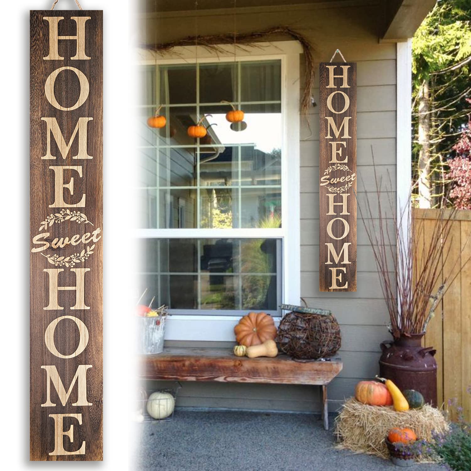 BXAIGR 47 Inch Solid Wood Welcome Sign for Front Door - Rustic Outdoor Home Sweet Home Decor, Porch Standing Blessing Sign for Front Porch Decorations | Perfect for Farmhouse, Cottage & Country Style Entryway Decor