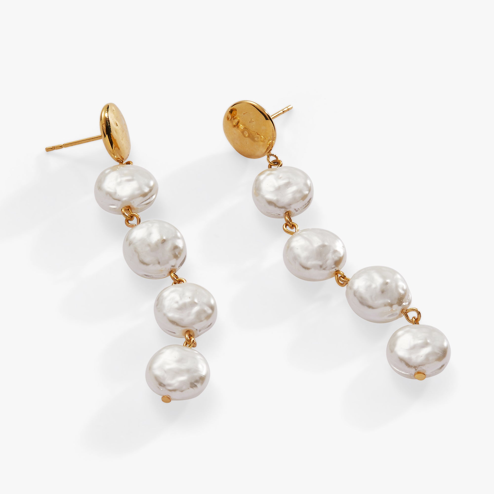 Elegant Coin Pearl Linear Earrings for Women - Minimalist Dangle Drop Earrings for Party, Wedding & Everyday Wear