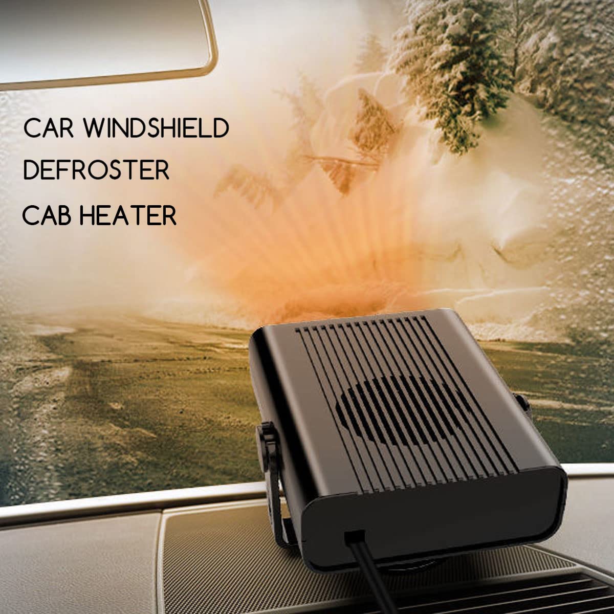 12V 200W Portable Car Heater & Defroster - Fast Heating & Cooling Fan with Cigarette Lighter Plug - Ideal for Winter Driving, Windshield Defogging, and Cabin Warming