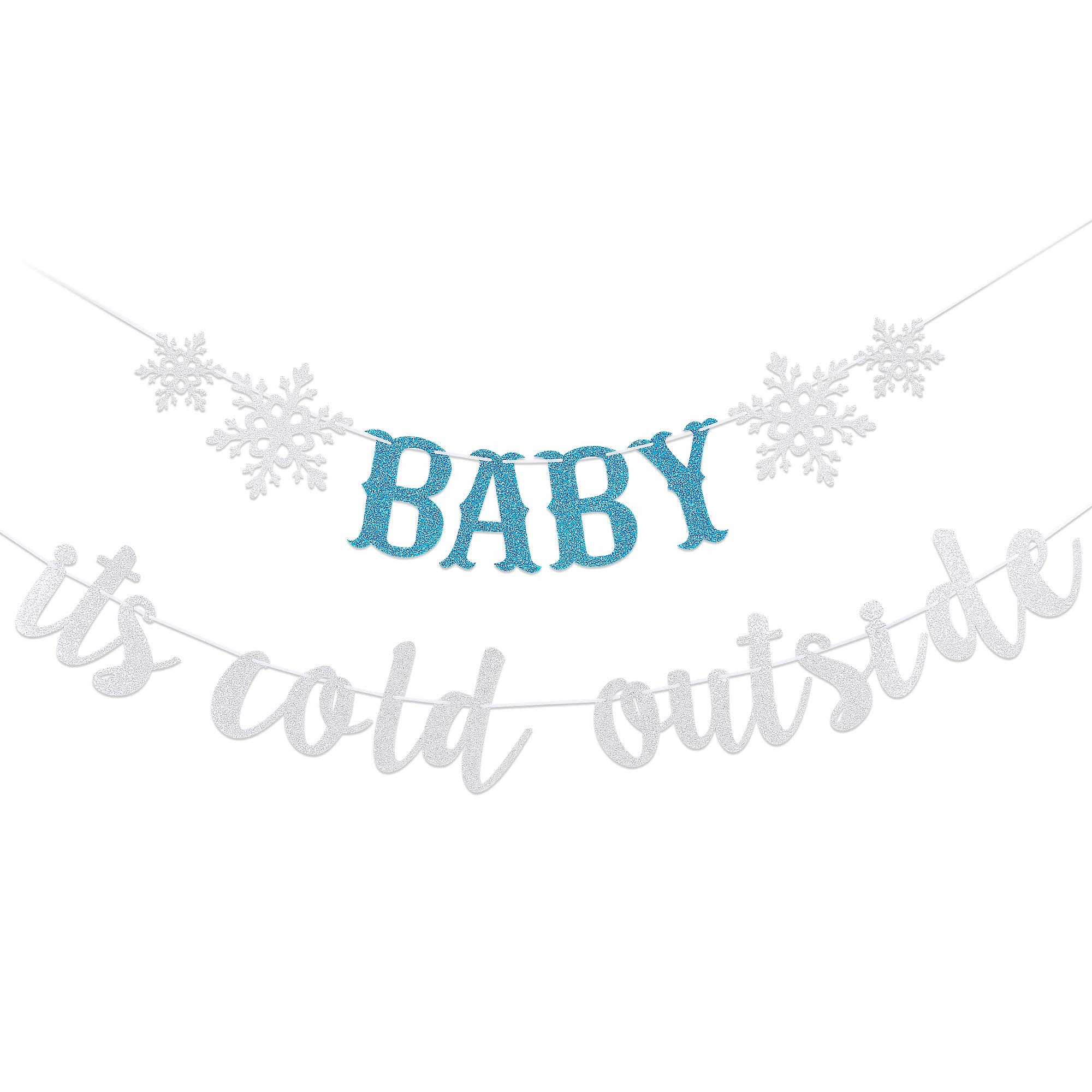 Silver Glitter 'Baby It's Cold Outside' Banner - Winter Wonderland Baby Shower & Birthday Party Decorations - Perfect for Indoor & Outdoor Holiday Celebrations