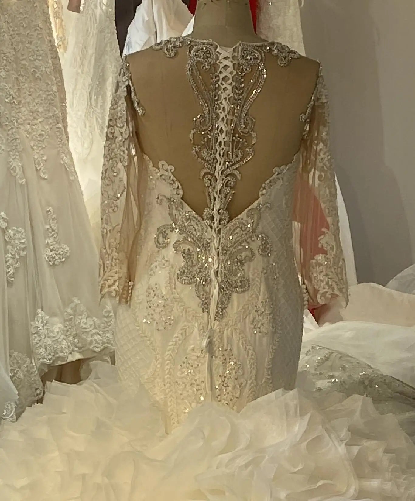 Elegant African Bridal Gown Long Sleeve Ruffle Mermaid Wedding Dress 2 in 1 - Perfect for Beach, Church & Destination Weddings