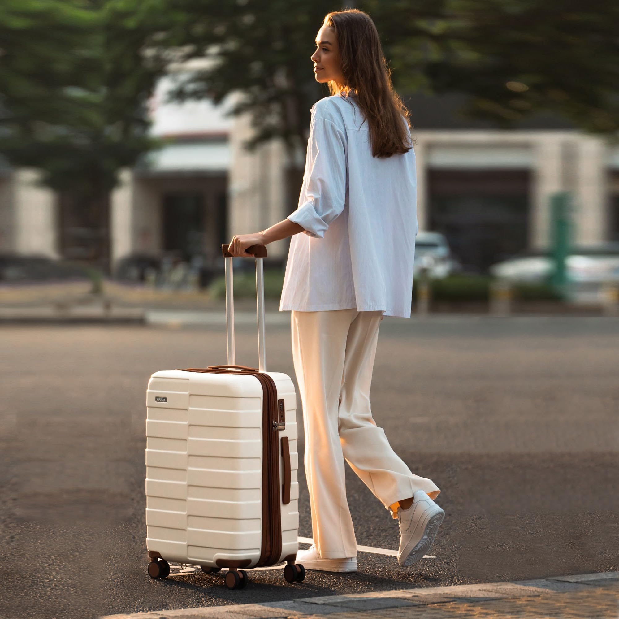 3-Piece Hardside Luggage Set with TSA Lock & Spinner Wheels - Expandable Ultra Durable Polycarbonate Lightweight Carry-On Suitcase for Travel (Elegant White) | Perfect for Business Trips, Family Vacations & International Travel