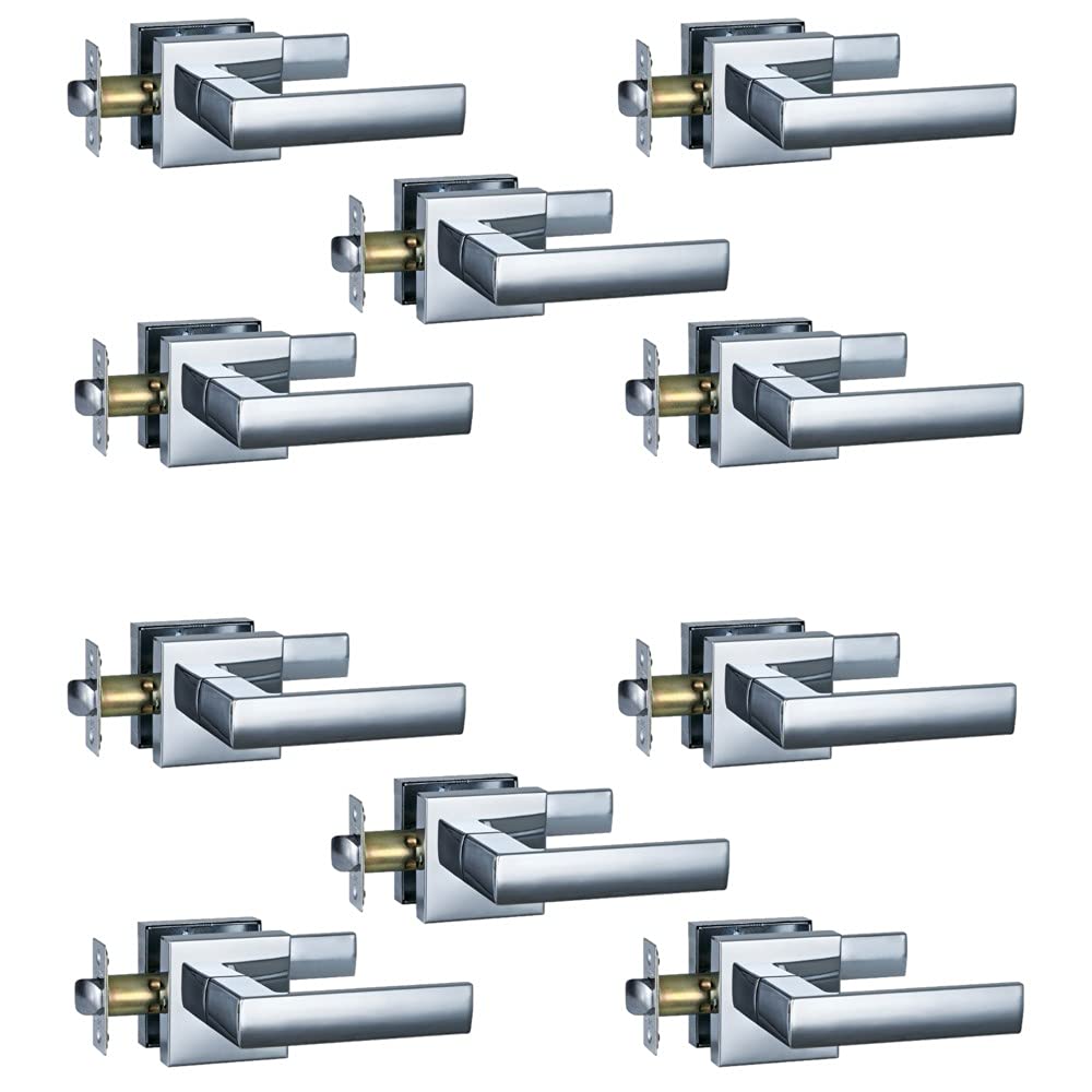 HISAFE Heavy Duty Door Lever 10 Pack - Chrome Finish for Hall & Closet Doors
